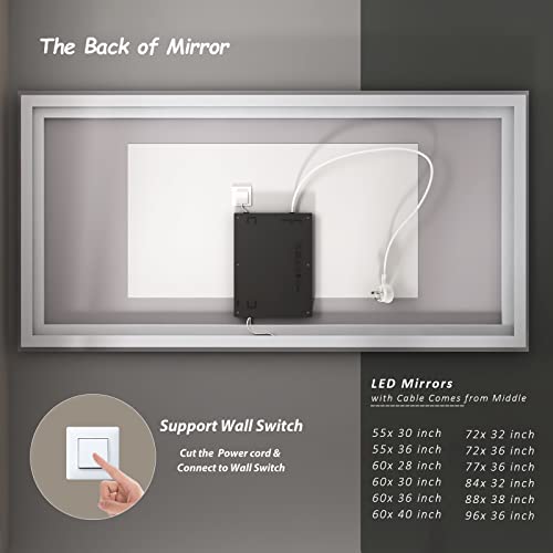 Large Illuminated Dimmable Bathroom Vanity Mirror