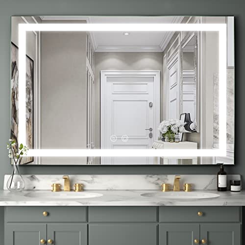 FTOTI 60X40 Inch LED Bathroom Mirror with Light,Lighted Vanity Mirror, Anti Fog Design&Dimmable&Touch Switch,Large Wall Mounted Makeup Mirror for Housewarming Gift