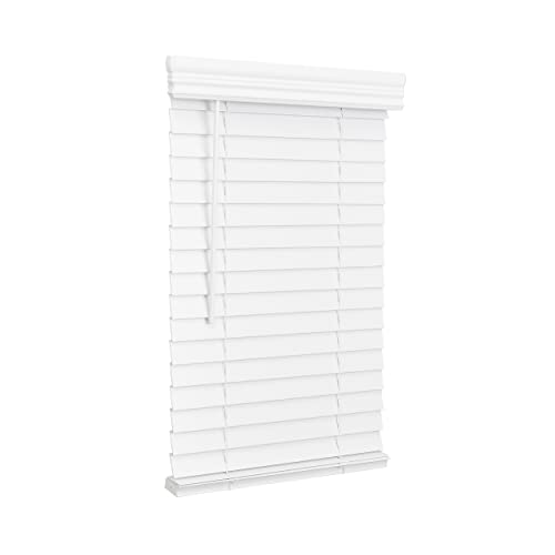 Lotus & Windoware Cordless, 2 Inch Faux Wood Room Darkening Blind, 58" Wide x 72" Long, Embossed, Bright White