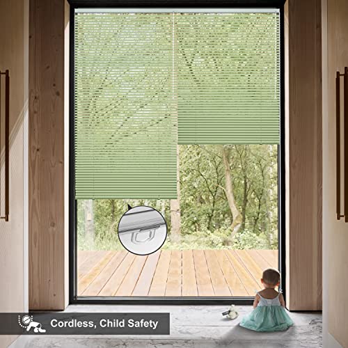 Boolegon Aluminum Cordless 1" Slat Mini Window Blinds Custom Cut to Size Room Darkening Blinds & Shades for Home Office Bathroom French Door Windows Office Fruit Green,59" W x 48" H