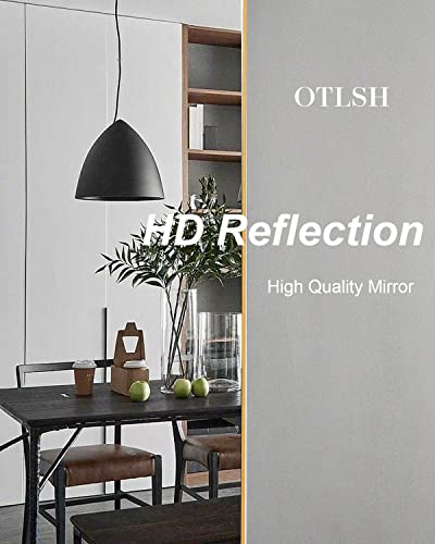 Otlsh Floor Mirror, Arched Full Length Mirror with Stand, Standing Mirror, 64.17"x21.26" Full Body Mirror, Large Mirror, Wall Mirror, Freestanding, Wall Mounted, Aluminum Frame - Gold