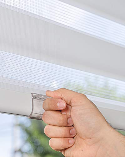 CHICOLOGY Zebra Blinds, Roller Window Shades, Blinds for Windows, Roller Shades for Windows, Window Shades for Home, Window Shades, Pull Down Shades for Windows, 69" W X 72" H, Basic Arctic
