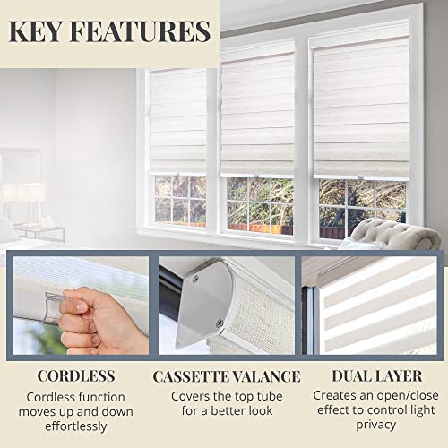 CHICOLOGY Zebra Blinds, Roller Window Shades, Blinds for Windows, Roller Shades for Windows, Window Shades for Home, Window Shades, Pull Down Shades for Windows, 69" W X 72" H, Basic Arctic