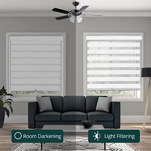 CHICOLOGY Zebra Blinds, Roller Window Shades, Blinds for Windows, Roller Shades for Windows, Window Shades for Home, Window Shades, Pull Down Shades for Windows, 69" W X 72" H, Basic Arctic