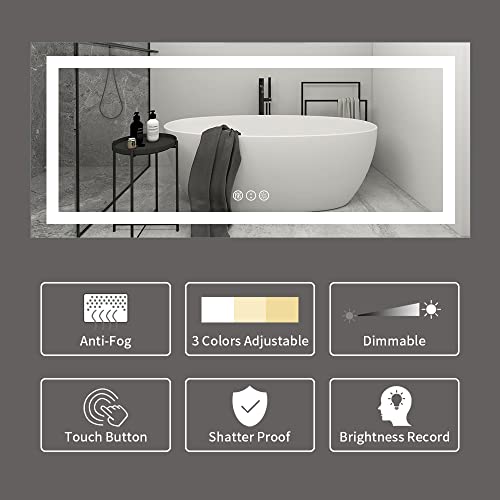 Large Dimmable LED Bathroom Mirror with Anti-Fog