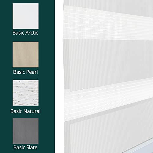 CHICOLOGY Zebra Blinds, Roller Window Shades, Blinds for Windows, Roller Shades for Windows, Window Shades for Home, Window Shades, Pull Down Shades for Windows, 69" W X 72" H, Basic Arctic