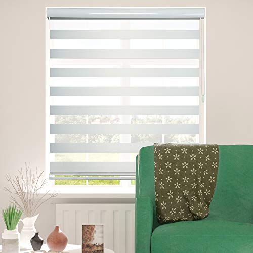ShadesU Custom Size Zebra Shade Zebra Blind for Window Privacy Light Filtering Shades Non Cordless (Maxium Height 72inch) (White Color)(Width 70 inch)