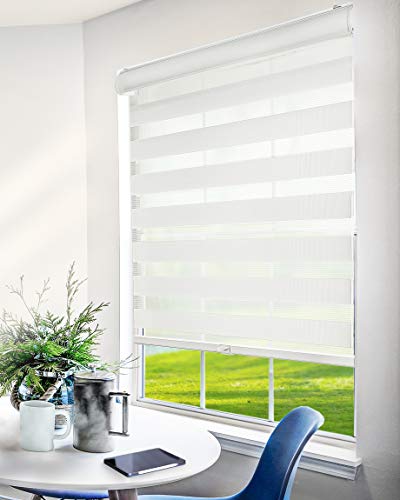 CHICOLOGY Zebra Blinds, Roller Window Shades, Blinds for Windows, Roller Shades for Windows, Window Shades for Home, Window Shades, Pull Down Shades for Windows, 69" W X 72" H, Basic Arctic