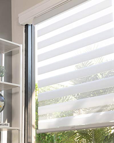 CHICOLOGY Zebra Blinds, Roller Window Shades, Blinds for Windows, Roller Shades for Windows, Window Shades for Home, Window Shades, Pull Down Shades for Windows, 69" W X 72" H, Basic Arctic