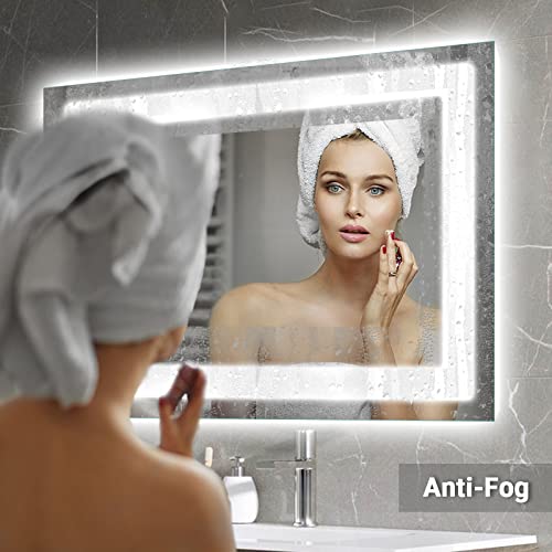 Large Dimmable LED Bathroom Mirror with Anti-Fog