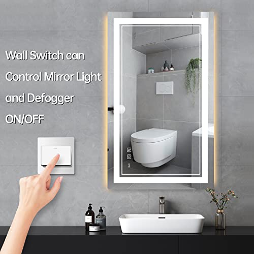 60x36 Inch LED Bathroom Wall-Mounted Anti-Fog Mirror