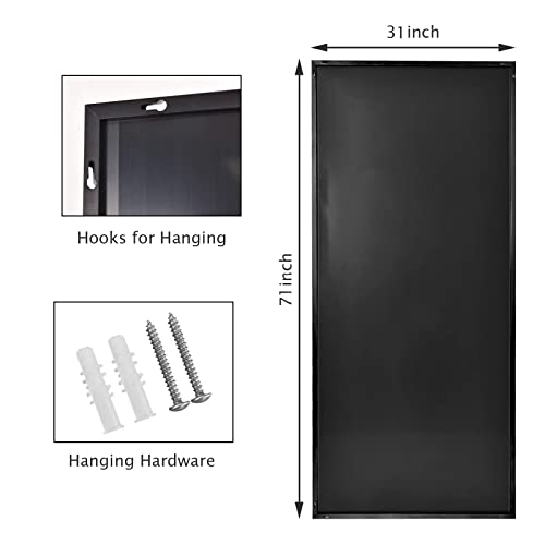 GLSLAND 71"x31" Full Length Mirror Extra Large Hanging or Leaning Rectangle Mirror Aluminum Alloy Thin Frame Bedroom Floor Dressing (Black)