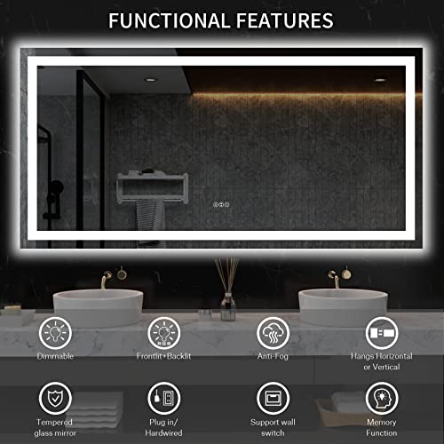 LED Backlit Bathroom Mirror with Anti-Fog Function