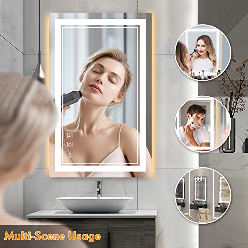 60x36 Inch LED Bathroom Wall-Mounted Anti-Fog Mirror