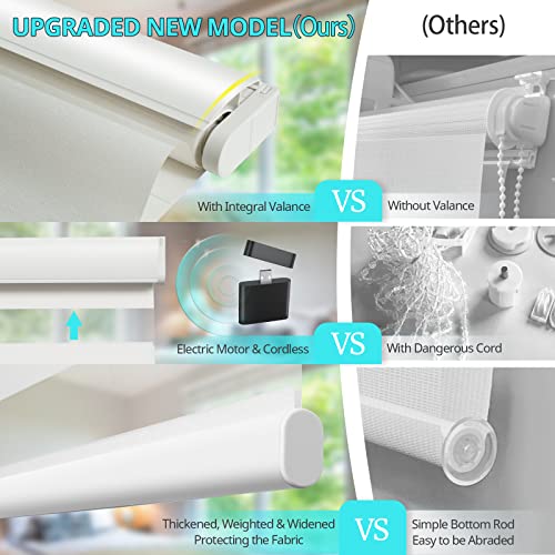 CITOLEN Motorized Blinds with Integral Valance Zebra Blinds Upgraded Smart Blinds Custom Size Automatic Blinds for Windows Remote Control Electric Zebra Shades Alexa/Google Blinds,White, 36''Wx72''H