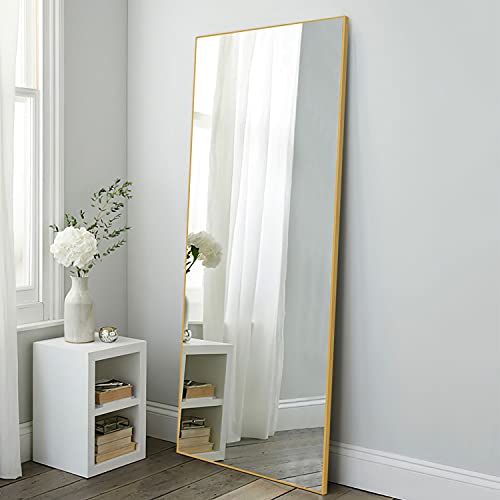 Natsukage 47"x22" Wall Mirror Full Length Wall-Mounted Mirror Hanging Mirror Gold Bathroom Mirror for Wall Rectangular Mirror for Bedroom Living Room Horizontal/Vertical Aluminum Alloy Frame Gold