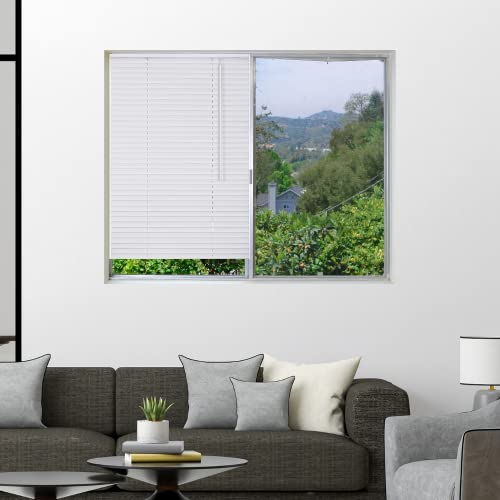 Comfy Hour Aluminum Magnetic Mini Blind 25" x 41", Light Filtering, Day and Night Light Adjustment, Easy Installation, White