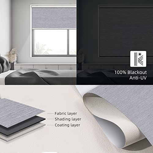 SmartWings Motorized Roller Shade Work with HomeKit, 100% Blackout Auto Window Blinds, Smart Home Cordless Remote Control, Rechargeable Motor, Light Grey,Maxium Height 72 inch, Width 45 inch