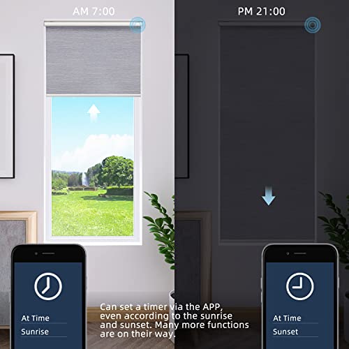 SmartWings Motorized Roller Shade Work with HomeKit, 100% Blackout Auto Window Blinds, Smart Home Cordless Remote Control, Rechargeable Motor, Light Grey,Maxium Height 72 inch, Width 45 inch