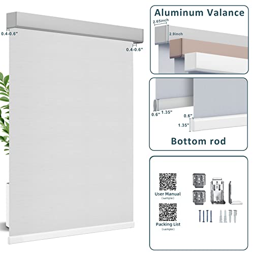 HILADUO Motorized Roller Blinds Customized Size Width 20-105 Inches Window Roller Shades Aluminum Valance Style Rechargeable Roller Shades with Built-in Zigbee Battery Motor for Home Office Hotel