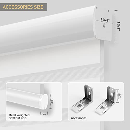 ACMEART Motorized Zebra Blinds with Remote,Semi-Blackout Dual Layer Horizontal Window Blinds Shades for Home Office,Customized Size (Pure White)