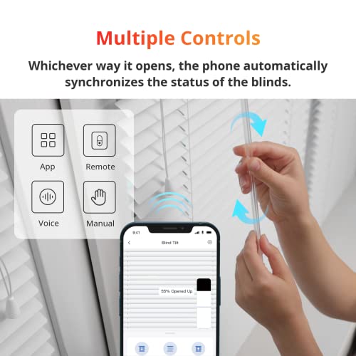 SwitchBot Blind Tilt Motorized Blinds - Smart Electric Blinds with Bluetooth Remote Control, Solar Powered, Light Sensing Control, Add SwitchBot Hub Mini to Make it Compatible with Alexa & Google Home