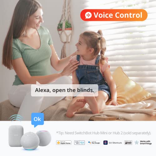 SwitchBot Blind Tilt Motorized Blinds - Smart Electric Blinds with Bluetooth Remote Control, Solar Powered, Light Sensing Control, Add SwitchBot Hub Mini to Make it Compatible with Alexa & Google Home