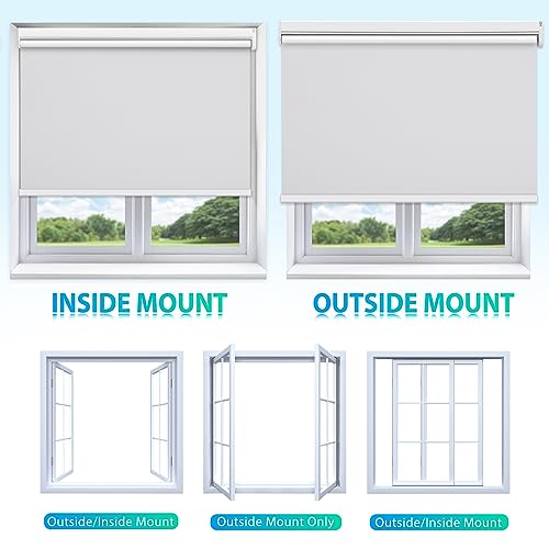 Allesin Motorized Roller Blinds with Remote Control for Windows, Blackout Smart Roller Shade, Battery Powered Electric Smart Blind (White,34" Wx72 H)