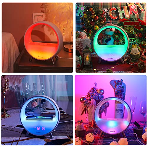 Dekala Arches Gradual Sunrise Alarm Clock with Wireless Charging Bluetooth Speaker White Noise Sleep Sound Machine with Night Light for Adults Touch/App Control Work with Alexa 【2.4G WiFi Required】