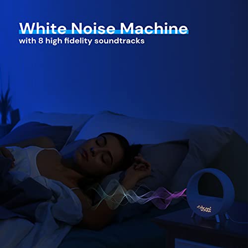 Dekala Arches Gradual Sunrise Alarm Clock with Wireless Charging Bluetooth Speaker White Noise Sleep Sound Machine with Night Light for Adults Touch/App Control Work with Alexa 【2.4G WiFi Required】