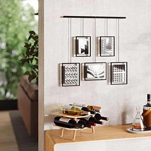 Umbra Exhibit Picture Frame Gallery Set Adjustable Collage Display for 5 Photos, Prints, Artwork & More (Holds Two 4 x 6 inch and Three 5 x 7 inch Images), 5 Opening, Black Legacy