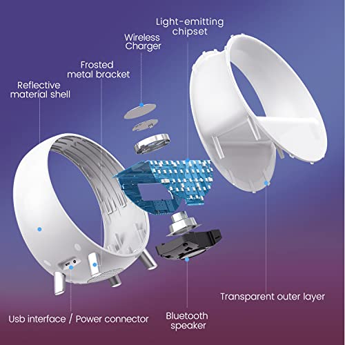 Dekala Arches Gradual Sunrise Alarm Clock with Wireless Charging Bluetooth Speaker White Noise Sleep Sound Machine with Night Light for Adults Touch/App Control Work with Alexa 【2.4G WiFi Required】