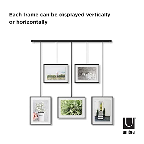 Umbra Exhibit Picture Frame Gallery Set Adjustable Collage Display for 5 Photos, Prints, Artwork & More (Holds Two 4 x 6 inch and Three 5 x 7 inch Images), 5 Opening, Black Legacy