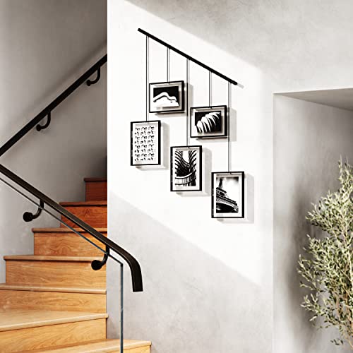 Umbra Exhibit Picture Frame Gallery Set Adjustable Collage Display for 5 Photos, Prints, Artwork & More (Holds Two 4 x 6 inch and Three 5 x 7 inch Images), 5 Opening, Black Legacy