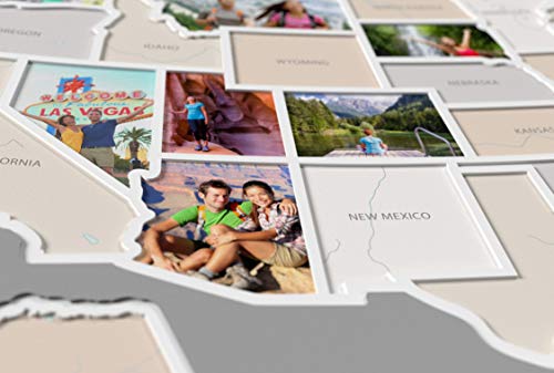 50 States USA Photo Map - Frame Optional - Made in America (Printed Map, Grey Frame)