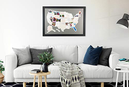 50 States USA Photo Map - Frame Optional - Made in America (Printed Map, Grey Frame)
