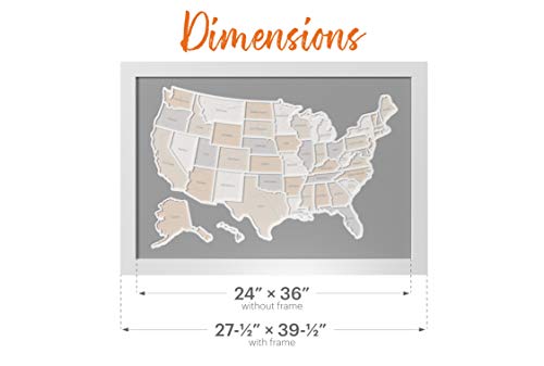 50 States USA Photo Map - Frame Optional - Made in America (Printed Map, Grey Frame)