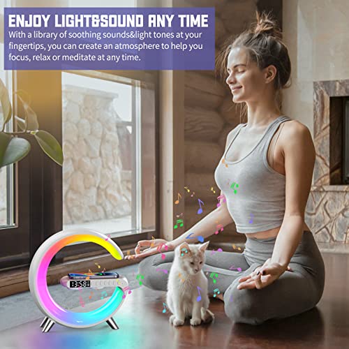 ADONG Sound Machine Smart Light Sunrise Alarm Clock Wake Up Light Alarm Clocks for Bedrooms Dimmable Table Lamp with Fast Wireless Charger Alarm Clock for Heavy Sleepers Adults for Bedroom,Dorm,Gift