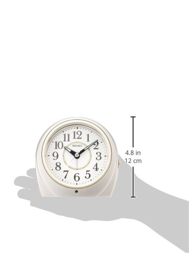 Seiko KR888S Seiko Alarm Clock, Automatic Illumination, Analog, Visible at Night, Silver, Metallic
