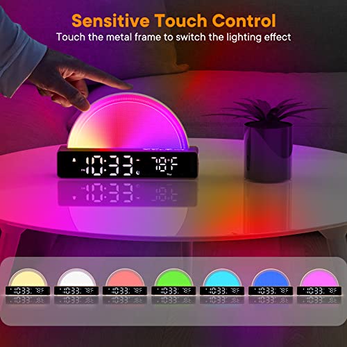 Sunrise Alarm Clock, Wake Up Light with Sunrise Simulation, Touch Control Bedside Lamp Dimmable Multicolor, Snooze, Sleep Aid, 10 Natural Sounds, LED Digital Alarm Clock for Heavy Sleepers Adults Kids