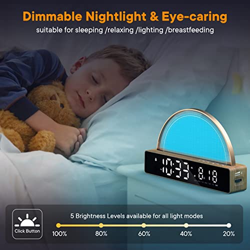 Sunrise Alarm Clock, Wake Up Light with Sunrise Simulation, Touch Control Bedside Lamp Dimmable Multicolor, Snooze, Sleep Aid, 10 Natural Sounds, LED Digital Alarm Clock for Heavy Sleepers Adults Kids