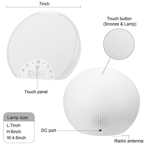 Sunrise Alarm Clock Wake Up Light for Kids, Adults, Heavy Sleepers with Dual Alarms, Snooze, Sleep Aid with 7 Nature Sounds, Alarm Clocks for Bedrooms with 8 Colors Night light, FM Radio, Gift Ideas