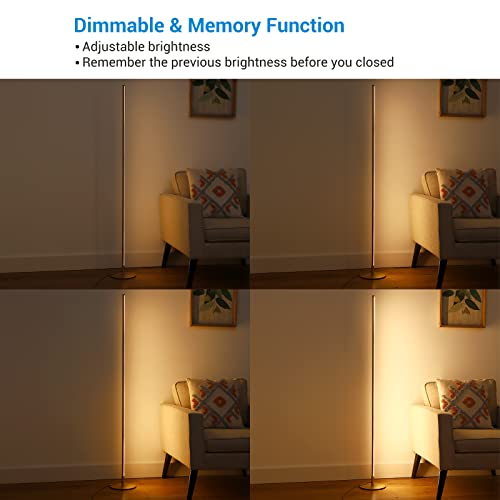 DEWENWILS 57.5" Minimalist LED Corner Floor Lamp, Set of 2 Modern Dimmable Mood Lighting, Standing Tall Floor Lamp for Living Room, Bedroom, Office, 3000K Warm White Light (Gold)