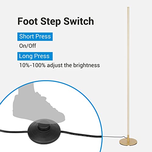 DEWENWILS 57.5" Minimalist LED Corner Floor Lamp, Set of 2 Modern Dimmable Mood Lighting, Standing Tall Floor Lamp for Living Room, Bedroom, Office, 3000K Warm White Light (Gold)