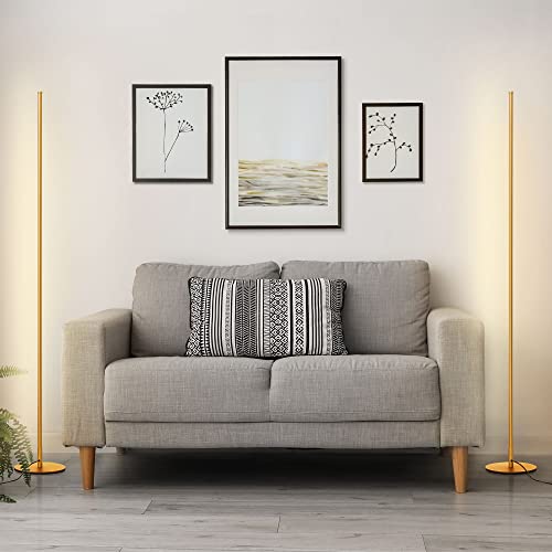 DEWENWILS 57.5" Minimalist LED Corner Floor Lamp, Set of 2 Modern Dimmable Mood Lighting, Standing Tall Floor Lamp for Living Room, Bedroom, Office, 3000K Warm White Light (Gold)