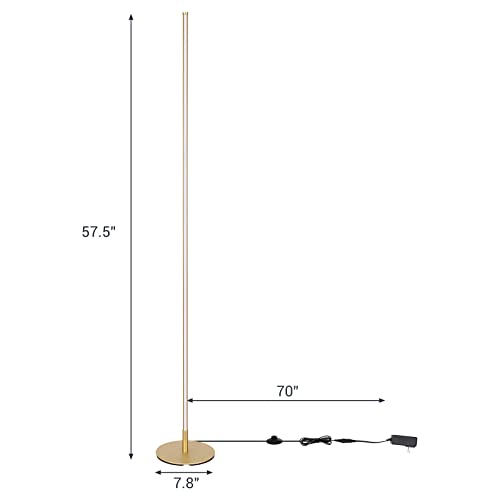 DEWENWILS 57.5" Minimalist LED Corner Floor Lamp, Set of 2 Modern Dimmable Mood Lighting, Standing Tall Floor Lamp for Living Room, Bedroom, Office, 3000K Warm White Light (Gold)