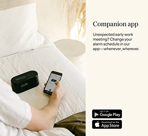 Loftie Alarm Clock - Bluetooth Smart Clock with Speaker for Custom Alarms, Wellness Content, White Noise, and Nature Sounds - Smart Alarm Clock with Built-in Adjustable Nightlight - (Black Top)