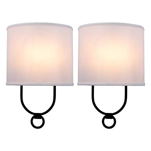 VILUXY Modern Wall Sconces Bedside Wall Sconce Lighting Fixture with White Fabric Shade for Bedroom, Hallway, Entryway, Passway, Bathroom, Vanity 2 Pack