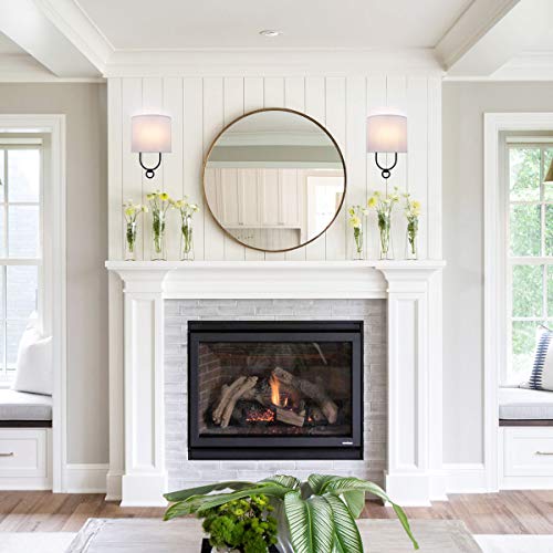 VILUXY Modern Wall Sconces Bedside Wall Sconce Lighting Fixture with White Fabric Shade for Bedroom, Hallway, Entryway, Passway, Bathroom, Vanity 2 Pack
