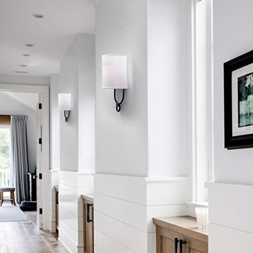 VILUXY Modern Wall Sconces Bedside Wall Sconce Lighting Fixture with White Fabric Shade for Bedroom, Hallway, Entryway, Passway, Bathroom, Vanity 2 Pack